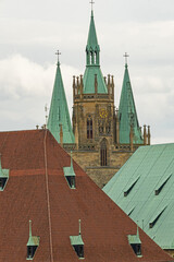 view from Petersberg hill to the cathedral and the Saint Severi church in Erfurt