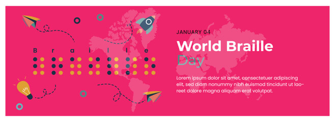 January 4. Happy World Braille Day vector illustration. Suitable for greeting card, poster and banner