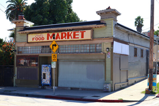 Los Angeles, California &ndash; October 2, 2023: Bob's Market, famous place for the Toretto's Market & Cafe in the film of 2001 The Fast & The Furious movie, located at 1234 Bellevue Ave, Los Angeles