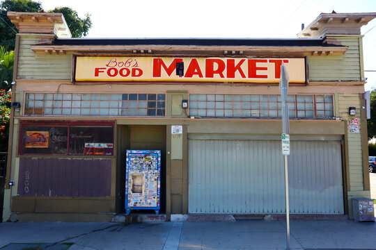 Los Angeles, California &ndash; October 2, 2023: Bob's Market, famous place for the Toretto's Market & Cafe in the film of 2001 The Fast & The Furious movie, located at 1234 Bellevue Ave, Los Angeles