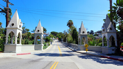 Los Angeles, California: The Shakespeare Bridge in a Gothic style built in 1926, located in the...