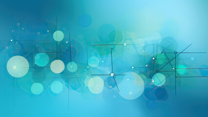 Abstract background with bubbles and figures in blue colors.Wallpaper.