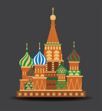 Saint Basil's Cathedral of Moscow vector graphic illustration. Rusian Saint Basil's Dome church in Moscow vector illustration.