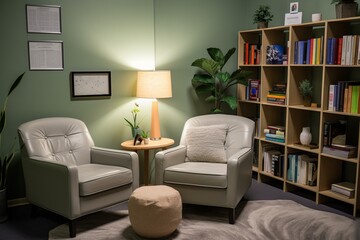 Therapist workspace at rehab center. Generative AI