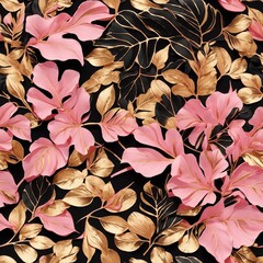 Colorful Tropical Leaves Seamless Pattern Colorful Digital Background Artwork Design - ai generated