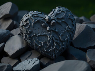 heart shaped stones on stone