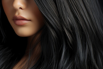 close up of woman's shiny luxury beautiful healthy hair - obrazy, fototapety, plakaty