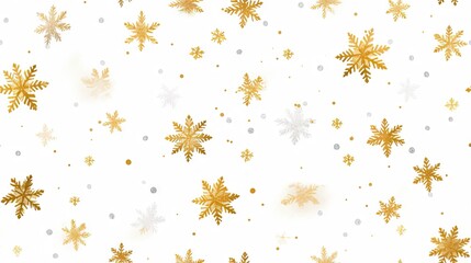 a white background with gold snowflakes and dots on it.  generative ai