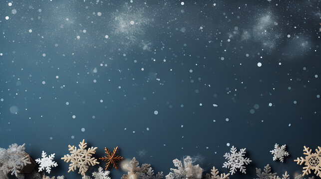 christmas background with snow and snowflakes. 