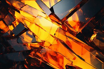 Futuristic refraction with vibrant yellow and orange glass fragments. Generative AI - obrazy, fototapety, plakaty