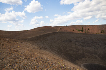 View of hiking trail into Cinder Cone Volcano at Lassen Volcanic National Park, California