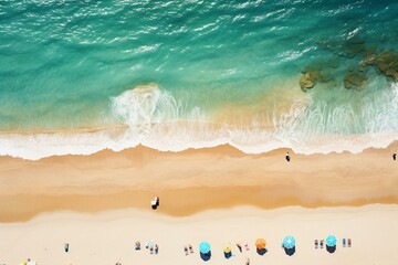 Overhead view of beach in Florida. Generative AI - obrazy, fototapety, plakaty