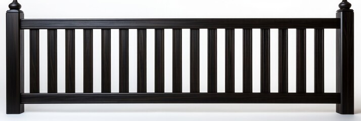 Sleek Modern Wooden Black Horse Fence, Isolated on a White Background, Frontal View, Enhances Equestrian Spaces with Contemporary Style and Safety