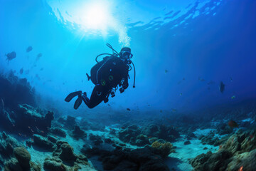 Naklejka na ściany i meble Submerged Wonders: A Diver's Perspective