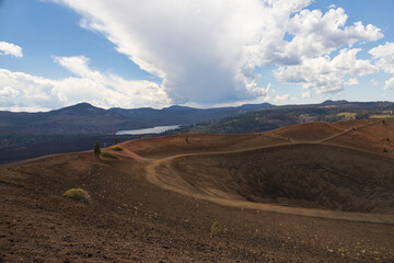 Fototapeta na wymiar View into Cinder Cone Volcano and Rim Trail, Lassen Volcanic National Park, California