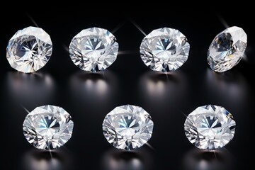 Lineup of ten popular diamond cuts on a white background. Generative AI - obrazy, fototapety, plakaty