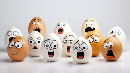 Funny eggs.  image of funny eggs Faces on the eggs. Funny easter smile eggs
