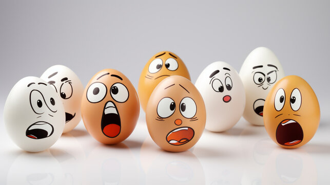 Funny eggs.  image of funny eggs Faces on the eggs. Funny easter smile eggs