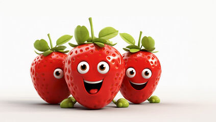 strawberry cartoon with many expressions