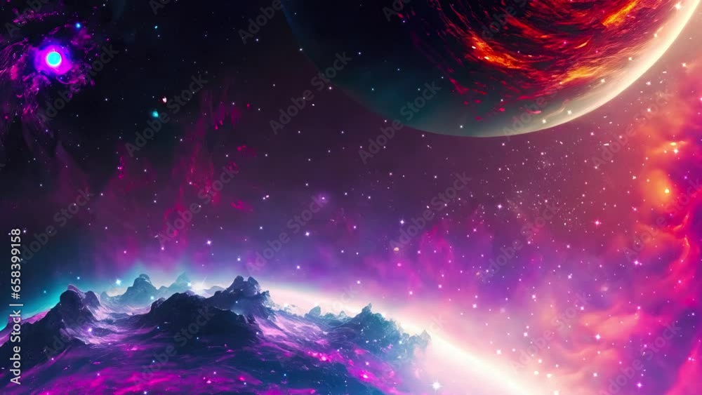 Wall mural galaxy and nebula with planets. abstract space background. endless universe with stars and galaxies 