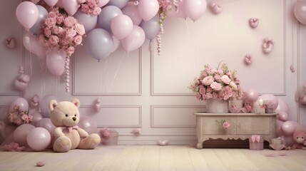 teddy bear and gift for child birthday  Created with AI