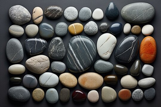 arranged stones on wet stones. Generative AI