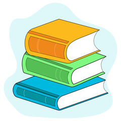 The books are in color. Vector illustration