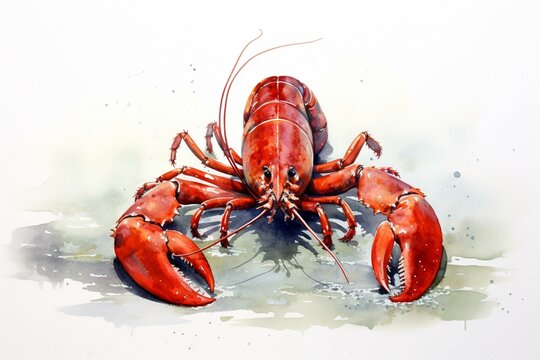 watercolor painting of a lobster. Generative AI