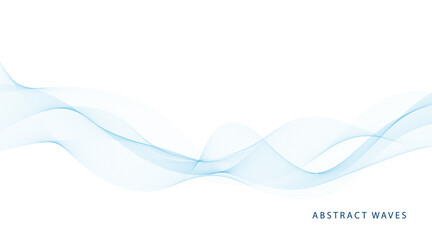 Obraz premium Abstract vector background with blue wavy lines. Blue wave background. Blue lines vector illustration. Curved wave. Abstract wave element for design.