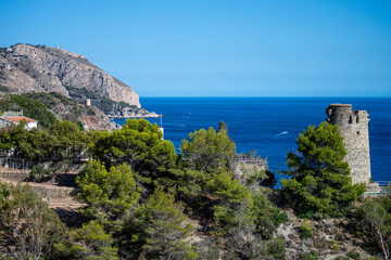 Fototapeta na wymiar Mediterranean coastal landscape from Cerro Gordo. La Herradura, Andulasia, Southern Spain