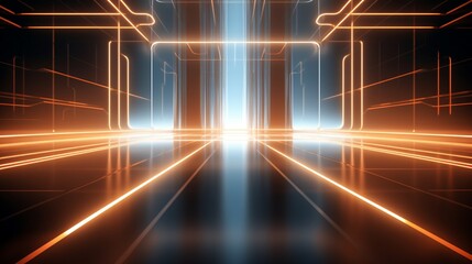 Elegant futuristic light and reflection with grid line background.