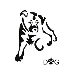 Drawing of an ordinary dog from the street without a breed. Gestalt design of funny pets.