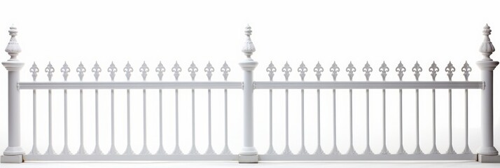 Modern Metal White Garden Fence, Isolated on a White Background, Frontal View, Adds Contemporary Elegance and Security to Outdoor Spaces