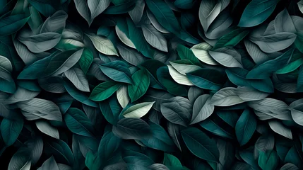 Foto op Canvas Colorful leaves 3d shape texture background. Teal, emerald and graystone color palette © xavier gallego morel