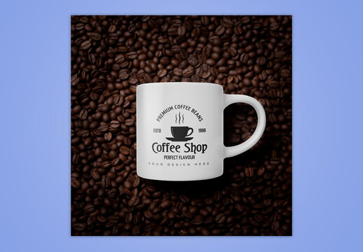Mug Mockup with Coffee Beans