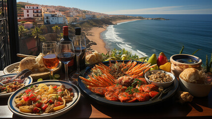 Typical Spanish food and products, delicious aromas and colours