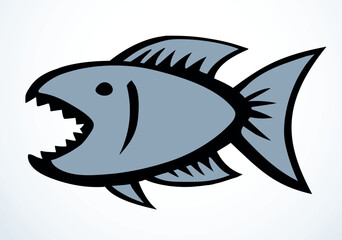 Obraz premium Piranha fish. Vector drawing icon