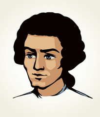 Vintage french wig. Vector drawing