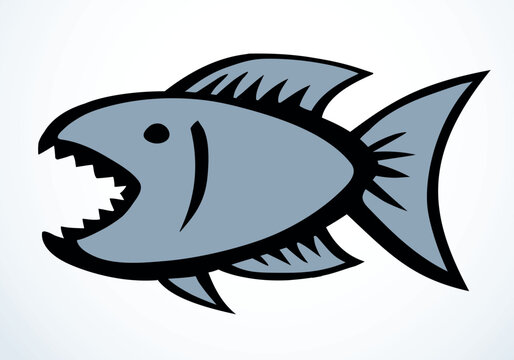 Piranha fish. Vector drawing icon
