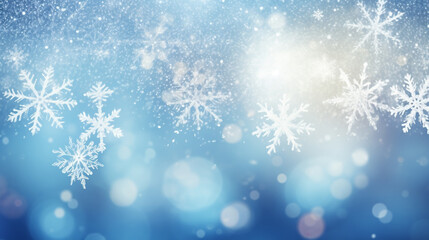 Fototapeta na wymiar blue Christmas background with snowflakes