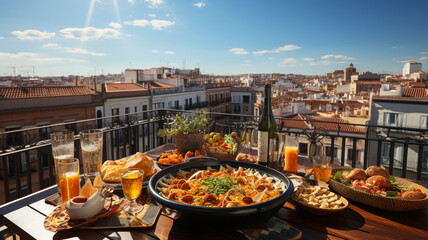 Typical Spanish food and products, delicious aromas and colours - obrazy, fototapety, plakaty