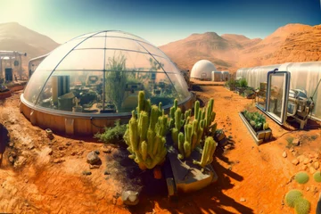 Foto op Aluminium Growing vegetables on a colony on Mars (Generative AI) © Nevio