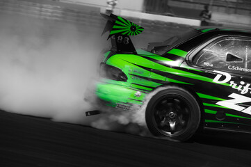 driftcar drift with smoking tires