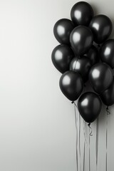 Black balloons on white background