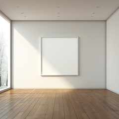 empty interior room with white image frame. may be used for your text or picture. 
