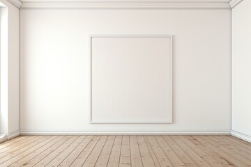 empty interior room with white image frame. may be used for your text or picture. 