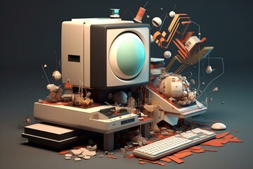 conceptual computer for graphic design. Generative AI