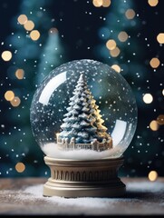 Fototapeta na wymiar christmas background. Snowball with a christmastree in it. 