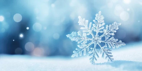 Tafelkleed winter background with snowflake on light background.  © CreativeCreations