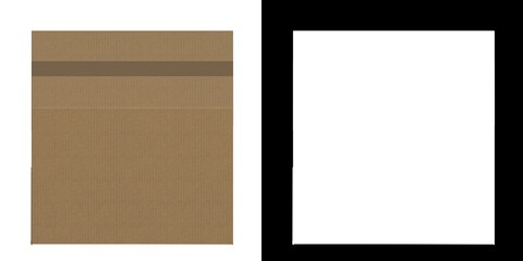3D rendering illustration of a closed cardboard box